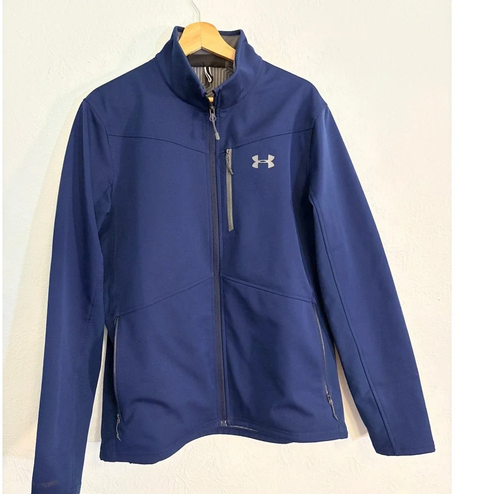 Under Armour Storm ColdGear Infrared Blue Soft Shell Jacket LG Zip Coat Unisex